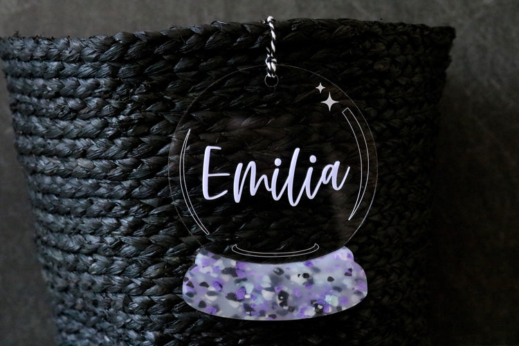 custom crystal ball halloween name tag