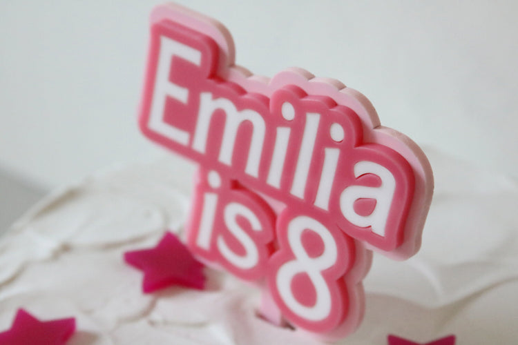 custom name barbie inspired birthday cake topper