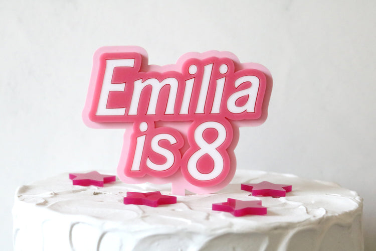 custom name barbie inspired birthday cake topper