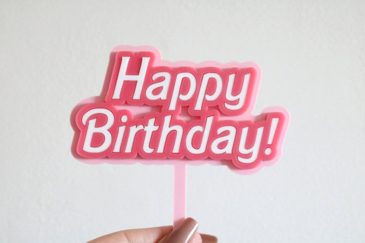 happy birthday barbie inspired cake topper