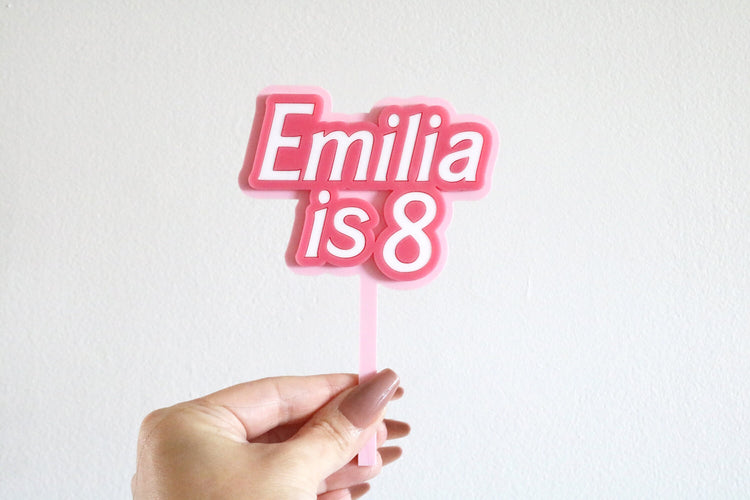 custom name barbie inspired birthday cake topper