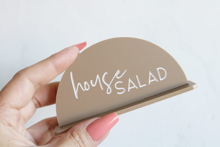 acrylic arch food buffet sign | acrylic wedding sign | wedding decor | arched | wedding reception | acrylic | dessert table | food table