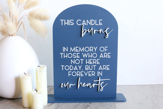 acrylic arch this candle burns sign | wedding sign | wedding decor | arched | wedding reception | acrylic | in loving memory | memorial