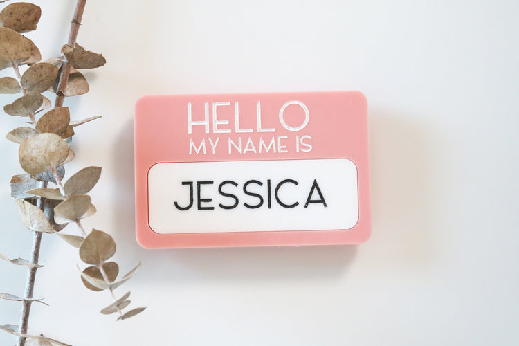 custom reusable 'hello my name is' name tag | CHOOSE YOUR COLOR | badge | work | conference | meeting | student | personalized | magnet