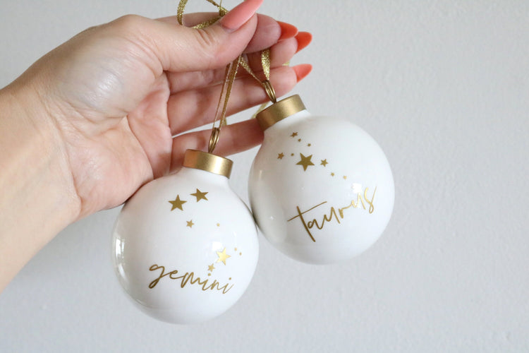 zodiac porcelain christmas ornament