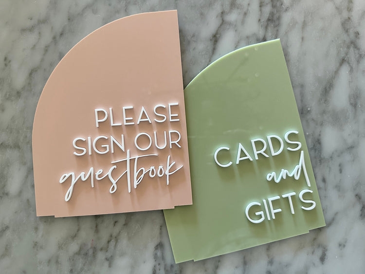 acrylic half arch guestbook sign | acrylic wedding sign | wedding decor | arched | wedding reception | acrylic | gift table | card box