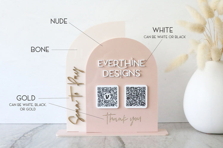 acrylic double arch scan to pay QR code business sign | small business sign | payment | freestanding | logo | market sign | touchless