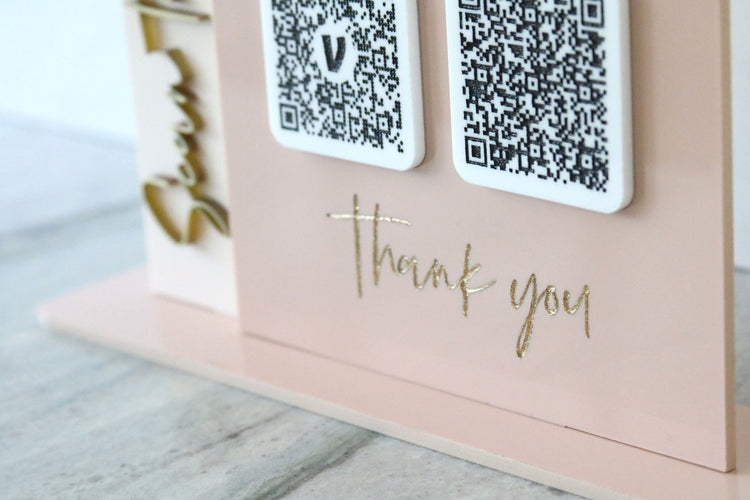 acrylic double arch scan to pay QR code business sign | small business sign | payment | freestanding | logo | market sign | touchless