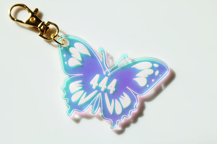 iridescent angel number butterfly keychain | manifest protection balance lucky alignment key chain 111 222 333 444 555 666 777 888 999 1111