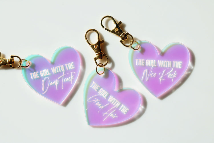 the girl with the keychain | CHOOSE YOUR DESIGN | gift | backpack | key chain | bag tag | tik tok | best friend | dump truck | good hair