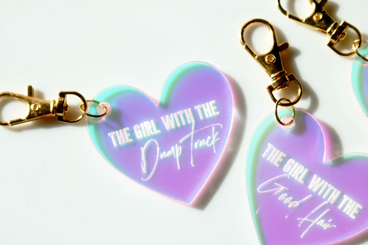 the girl with the keychain | CHOOSE YOUR DESIGN | gift | backpack | key chain | bag tag | tik tok | best friend | dump truck | good hair