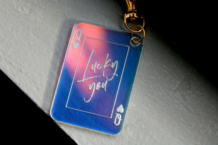 lucky you queen of hearts card keychain | lucky girl | gift | backpack | key chain | bag tag | tik tok | best friend | manifest | lucky