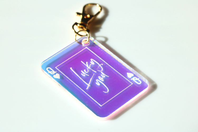 lucky you queen of hearts card keychain | lucky girl | gift | backpack | key chain | bag tag | tik tok | best friend | manifest | lucky