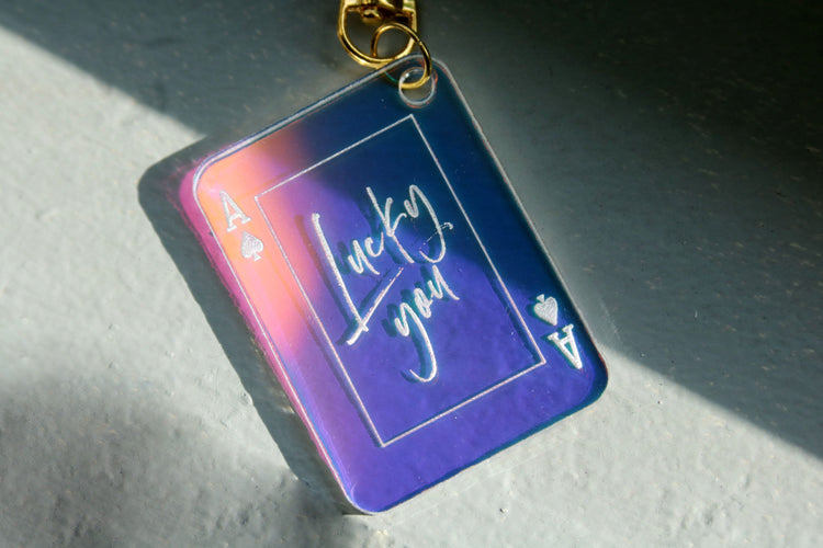 lucky you ace of spades card keychain | lucky girl | gift | backpack | key chain | bag tag | tik tok | best friend | manifest | lucky