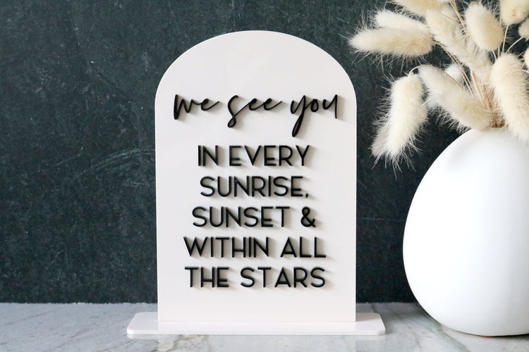 acrylic arch memory sign | acrylic wedding sign | wedding decor | arched | wedding reception | acrylic | in loving memory | memorial