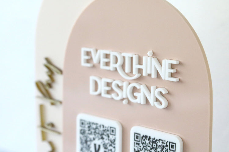 acrylic double arch scan to pay QR code business sign | small business sign | payment | freestanding | logo | market sign | touchless