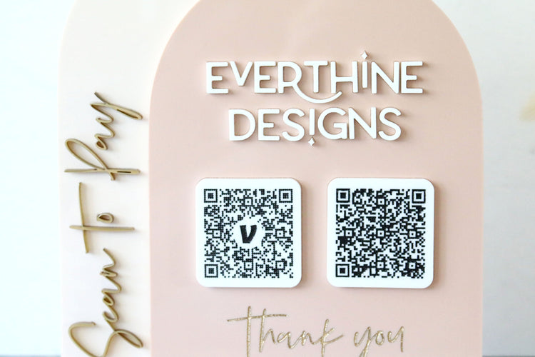 acrylic double arch scan to pay QR code business sign | small business sign | payment | freestanding | logo | market sign | touchless