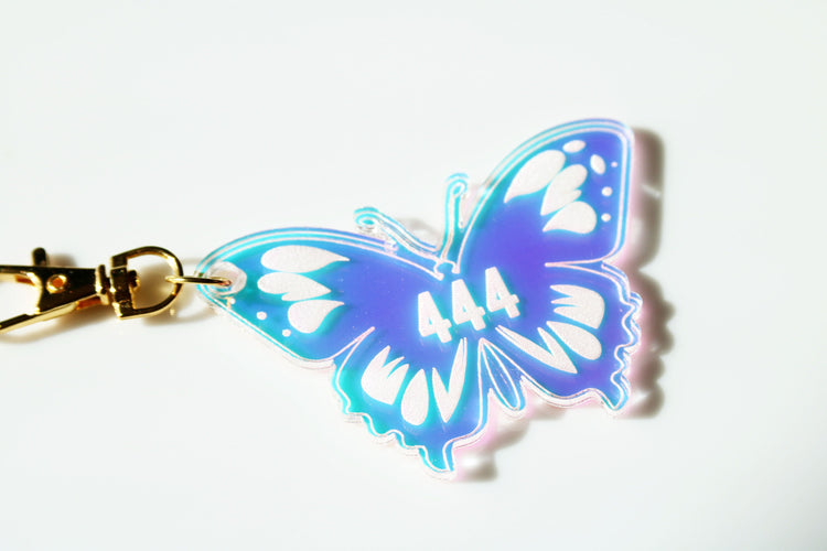 iridescent angel number butterfly keychain | manifest protection balance lucky alignment key chain 111 222 333 444 555 666 777 888 999 1111