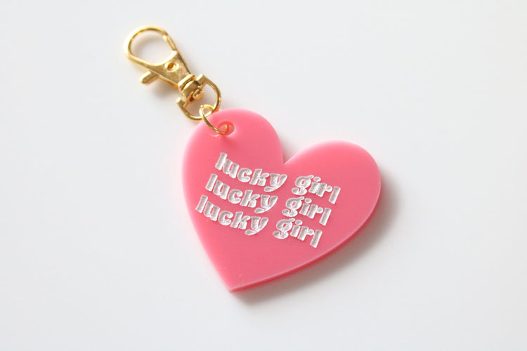 lucky girl keychain | CHOOSE YOUR COLOR | back to school | gift | backpack | key chain | retro | bag tag | charm | tik tok | manifest