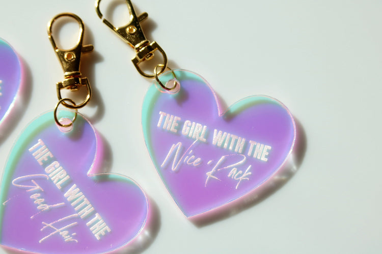 the girl with the keychain | CHOOSE YOUR DESIGN | gift | backpack | key chain | bag tag | tik tok | best friend | dump truck | good hair