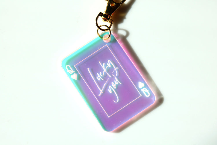 lucky you queen of hearts card keychain | lucky girl | gift | backpack | key chain | bag tag | tik tok | best friend | manifest | lucky