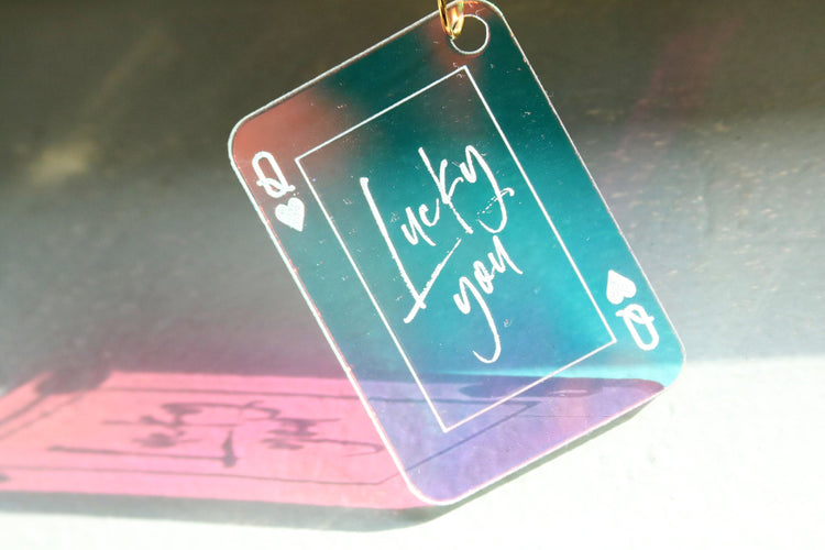 lucky you queen of hearts card keychain | lucky girl | gift | backpack | key chain | bag tag | tik tok | best friend | manifest | lucky