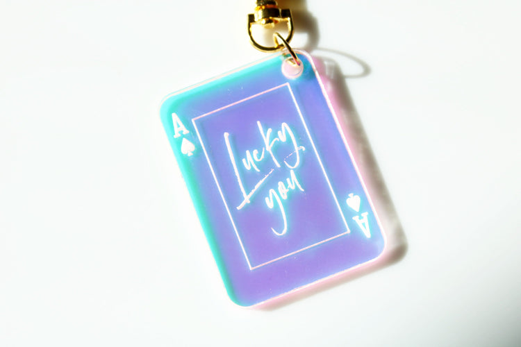 lucky you ace of spades card keychain | lucky girl | gift | backpack | key chain | bag tag | tik tok | best friend | manifest | lucky