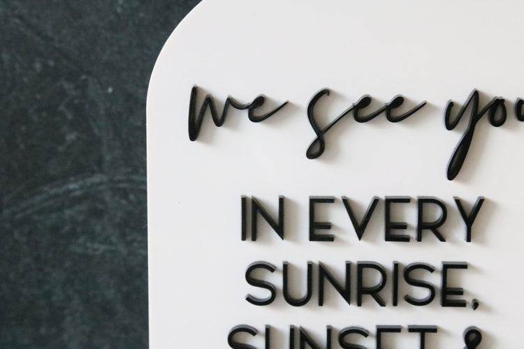 acrylic arch memory sign | acrylic wedding sign | wedding decor | arched | wedding reception | acrylic | in loving memory | memorial