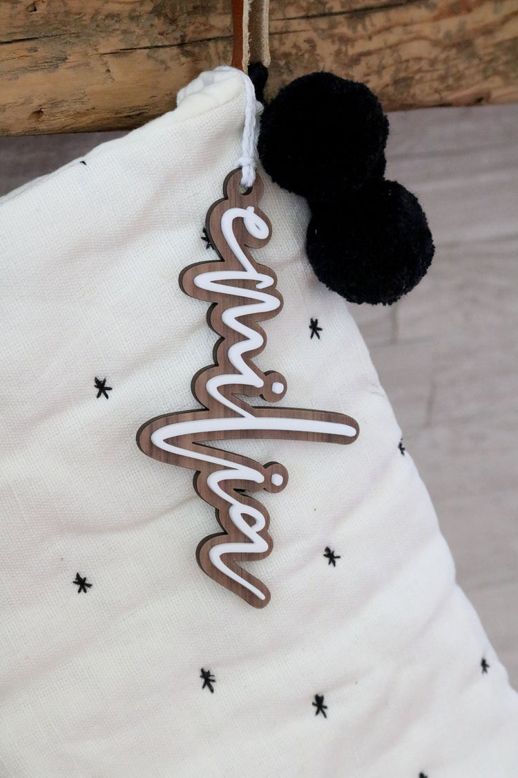 custom stocking name tag | name ornament | name gift tag | christmas ornament | monogram | personalized | christmas gift | stocking stuffer
