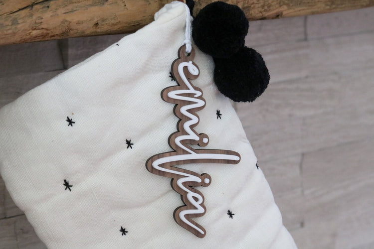 custom stocking name tag | name ornament | name gift tag | christmas ornament | monogram | personalized | christmas gift | stocking stuffer