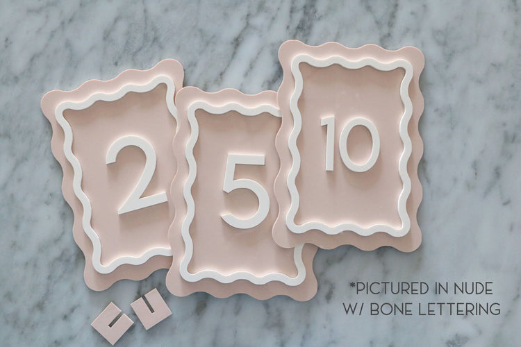 acrylic wavy table number signs | acrylic wedding sign | wedding decor | wavy table number | wedding table number | acrylic table number