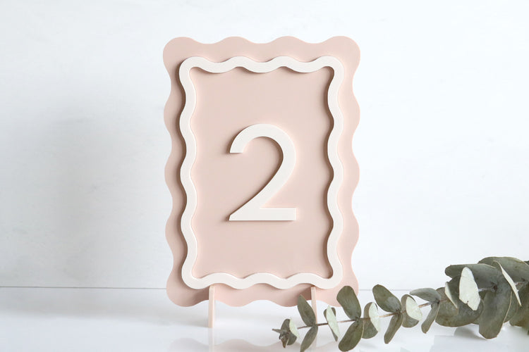 acrylic wavy table number signs | acrylic wedding sign | wedding decor | wavy table number | wedding table number | acrylic table number