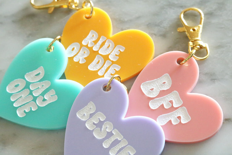 best friend keychain | bff | bestie | conversation heart | back to school | gift | backpack | key chain | retro | bag tag | valentines day