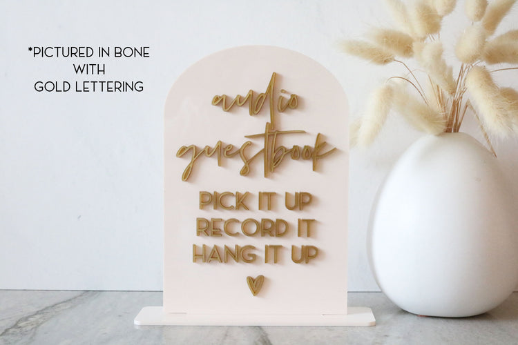acrylic arch audio guestbook sign | guestbook sign | arched | acrylic wedding sign | wedding decor | reception | acrylic | guestbook