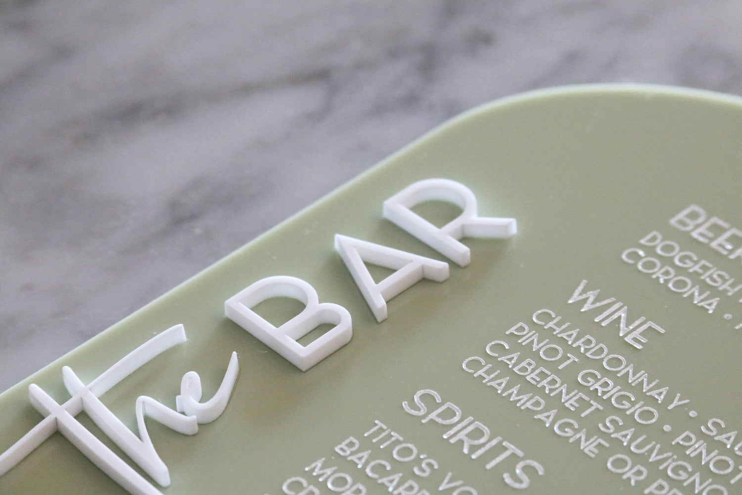 acrylic arch bar sign | acrylic wedding sign | wedding decor | arched | signature drinks | reception | acrylic | bar table | drinks|bar sign
