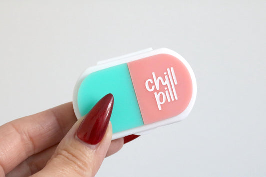 mini chill pill pill box | stash jar | pill organizer | medicine cabinet | purse | vitamin | container | compartment | travel case | small