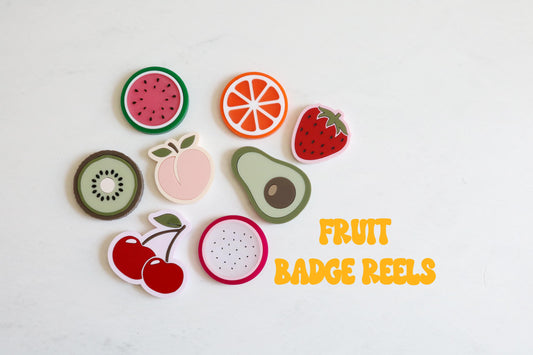 fruit badge reel | work | conference | retractable | student | lanyard | ID holder | nurse | doctor |  vet | pharmacist | dentist | teacher