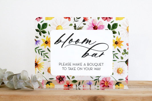 bloom bar bouquet sign | flower bar | wildflower | baby shower | bridal shower | acrylic wedding sign | wedding decor | reception | acrylic