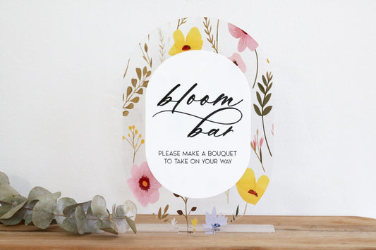 bloom bar bouquet sign | flower bar | wildflower | baby shower | bridal shower | acrylic wedding sign | wedding decor | reception | acrylic