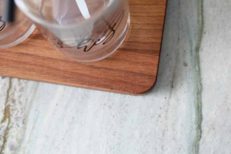 soap dispenser wood board stand in walnut