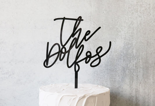 custom hand lettered calligraphy cake topper