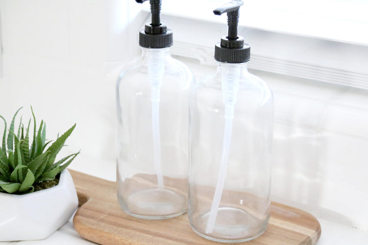SOAP + LOTION | calligraphy clear soap dispenser set