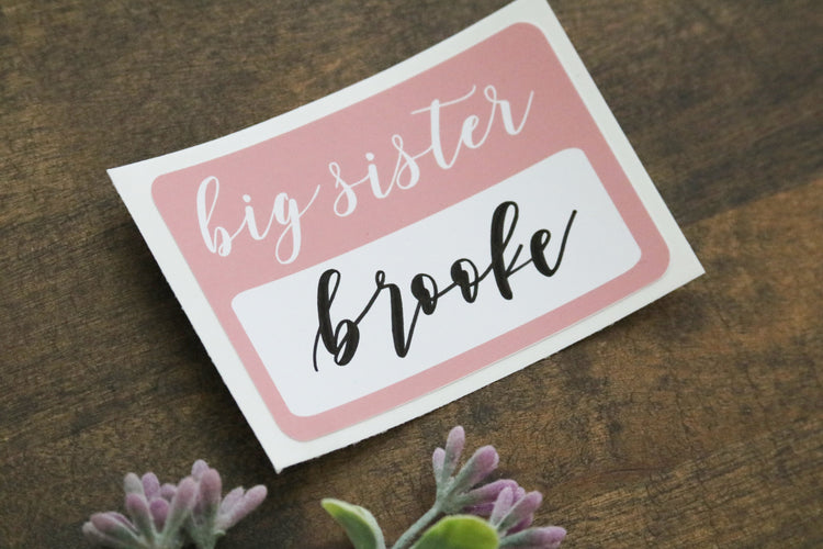 custom calligraphy 'big sister' or 'big brother' sticker