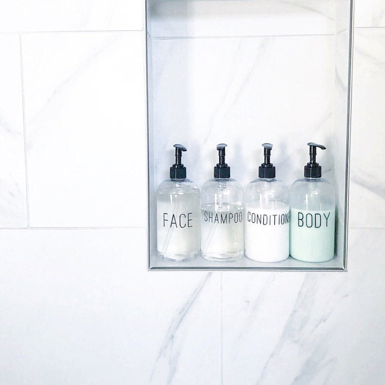 HANDS + DISHES | calligraphy clear soap dispenser set