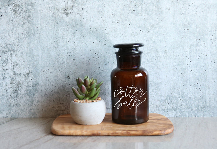 custom calligraphy amber apothecary jar 250ml