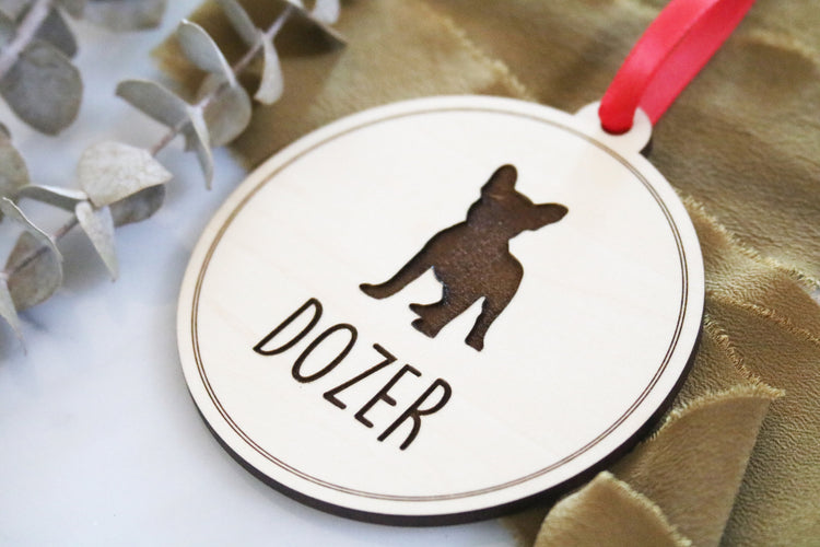 custom pet silhouette wood christmas ornament