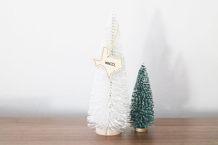custom mini city and state wood christmas ornament