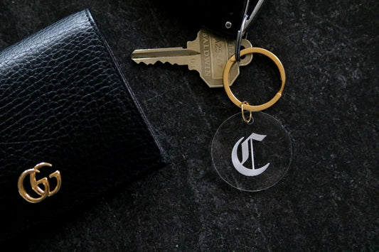 custom gothic initial letter keychain