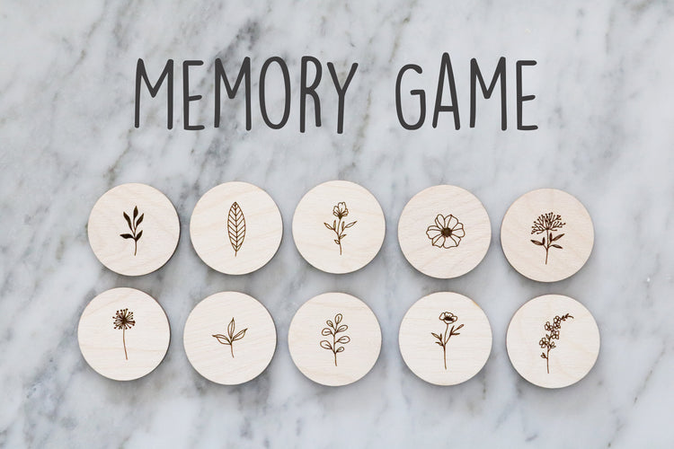 wood memory set matching game
