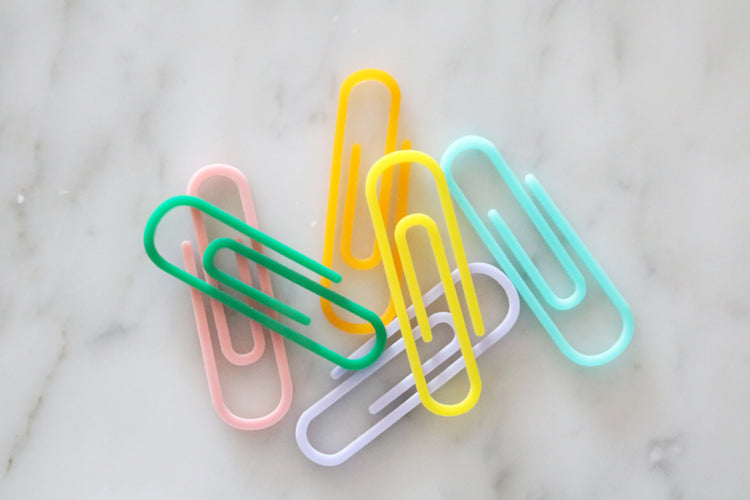 colorful large acrylic paper clips | set of 6